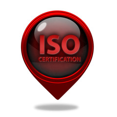 Iso certification pointer icon on white background