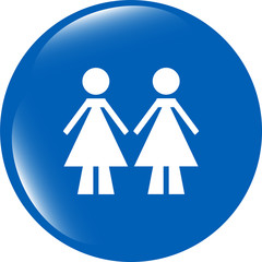two woman glossy web icon on white background