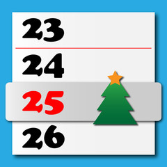 Christmas calendar with a sliding tree