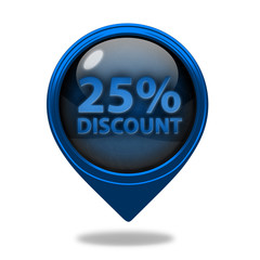 Discount 25 pointer icon on white background