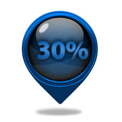 Thirty percent pointer icon on white background