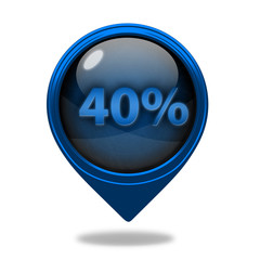 Fourty percent pointer icon on white background