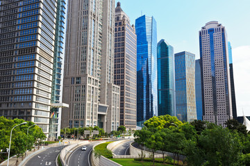 Fototapeta na wymiar Shanghai's financial district building scenery