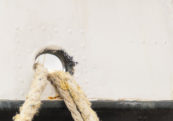 Marine ropes. Details of the ship