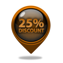 Discount 25 pointer icon on white background