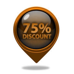 Discount 75 pointer icon on white background
