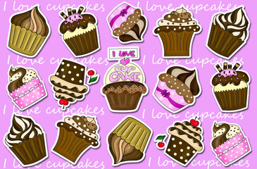 cupcakes stickers collection background