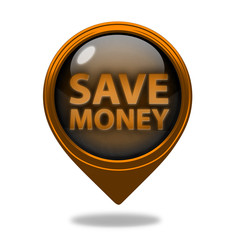 Save money pointer icon on white background