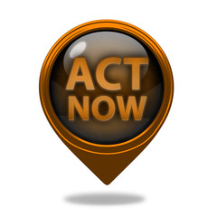 Act now pointer icon on white background