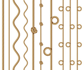 Set of rope borders, isolated on white © rustamank