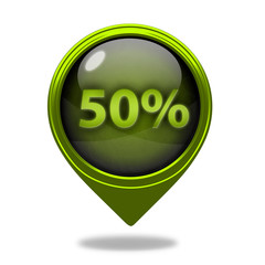 Fivety percent pointer icon on white background
