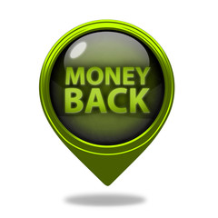 Money back pointer icon on white background