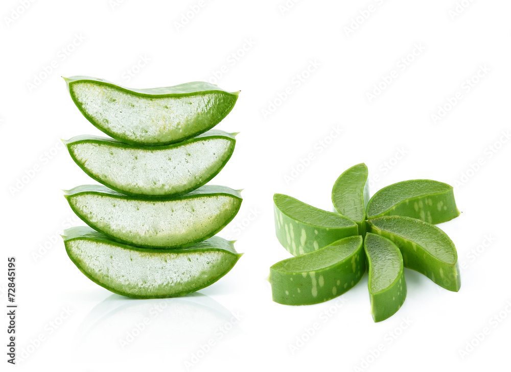 Sticker aloe vera fresh leaf isolated on white