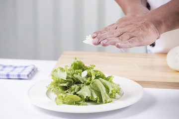 Chef cutting the onion