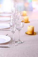 Table setting in restaurant