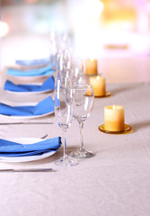 Table setting in restaurant