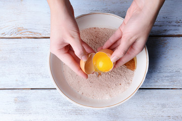 Preparing dough, mixing ingredients