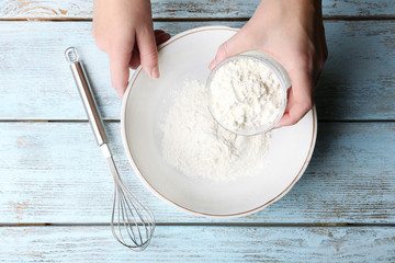 Preparing dough, mixing ingredients