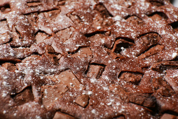 Homemade chocolate pie close-up