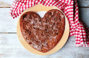 Homemade chocolate pie on table
