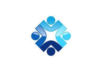 Social Team Network Logo design,Teamwork logotype illustration