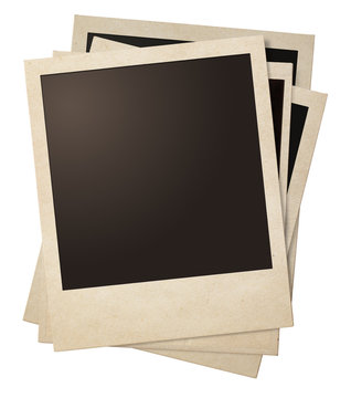 polaroid retro photo frames stack isolated