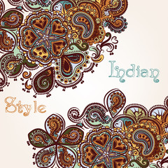 Fashion background with swirl ornament in Indian style