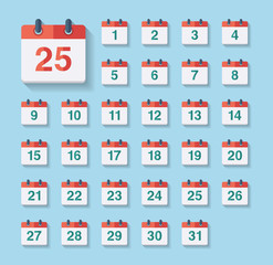 Flat Calendar Icons