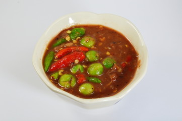 shrimp paste chilli sauce  on bowl