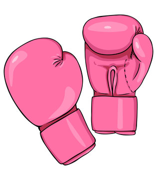 Vector Cartoon Pink Boxing Gloves