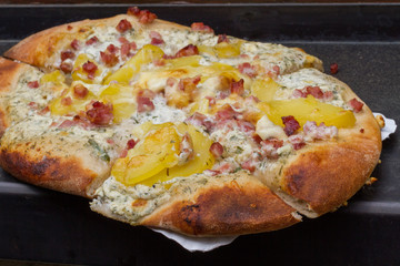 dinette - bread with potatoes, bacon and cheese