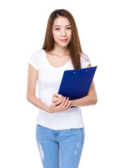 Woman with clipboard