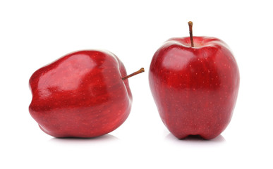 Red ripe apple on white background