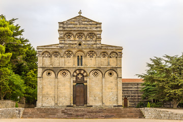 Fototapeta na wymiar Facade of church San Pietro di Sorres in Borutta