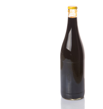 A bottle of soy sauce over white background