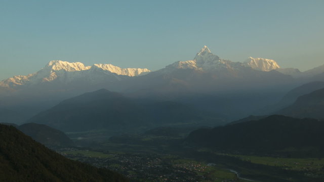 Nepal Himalaya Anapurna mountain range sunrise time lapse