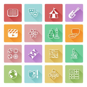 Quiz or education subject icons