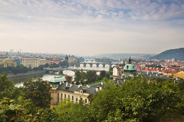 View of Prague and bridges