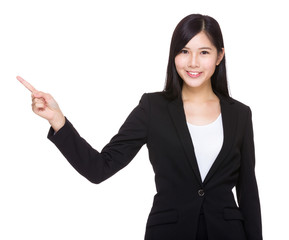 Business woman with finger point up