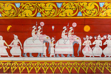 Painting at the  temple of the sacred tooth of Buddha in Kandy,