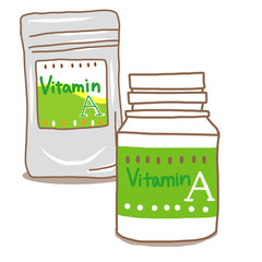 ビタミンAサプリメントボトルとケース