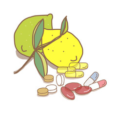 ビタミン剤とレモン