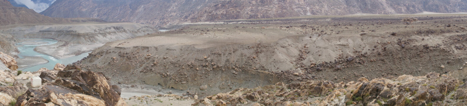 Panoramic view of Confluence of Indus and Gilgit Rivers ,Norther