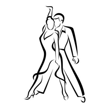 recommend clip art: dancing couple, outlined vector sketch