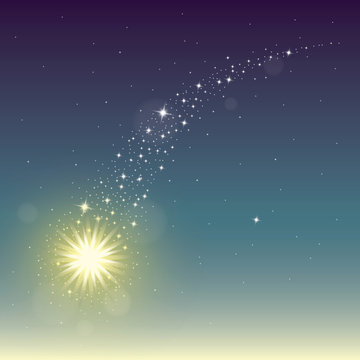 Fairy shooting star. Abstract background