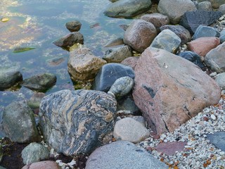 Colorful stones at the coast of Gotland in Sweden