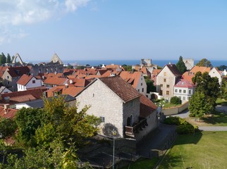 Fototapeta na wymiar A view of the city Visby on the island Gotland in Sweden