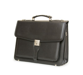 Business leather briefcase isolated