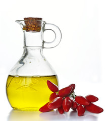olio oliera e peperoncini rossi