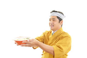 笑顔のラーメン職人